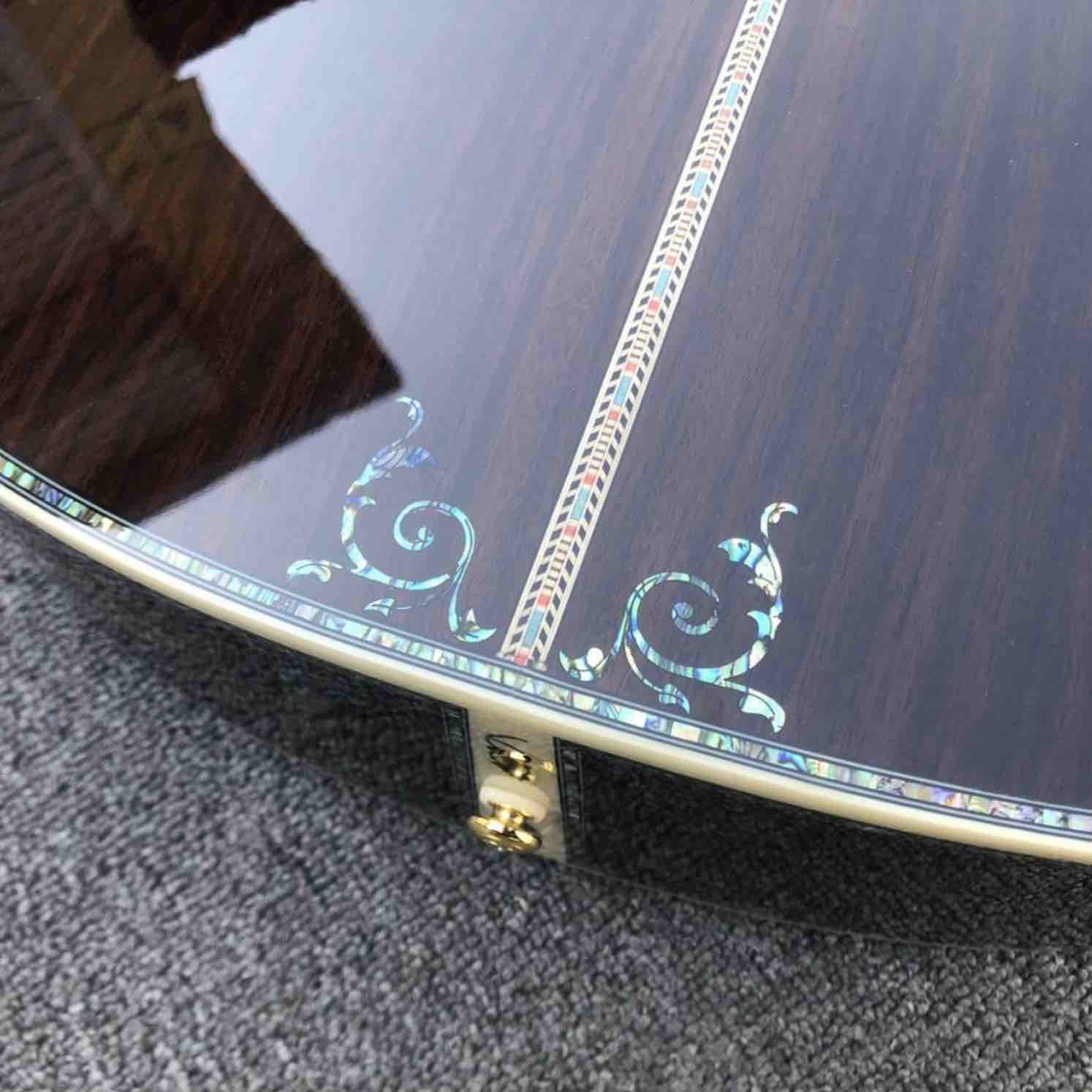 41 inch D style Solid wood acoustic guitar,Abalone binding and inlays ,Ebony fingerboard in sunburst