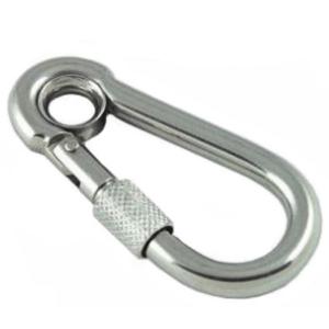 China Stainless Steel Spring Snap Hook With Screw Eyelet 10 X 100MM Drop Forged on sale