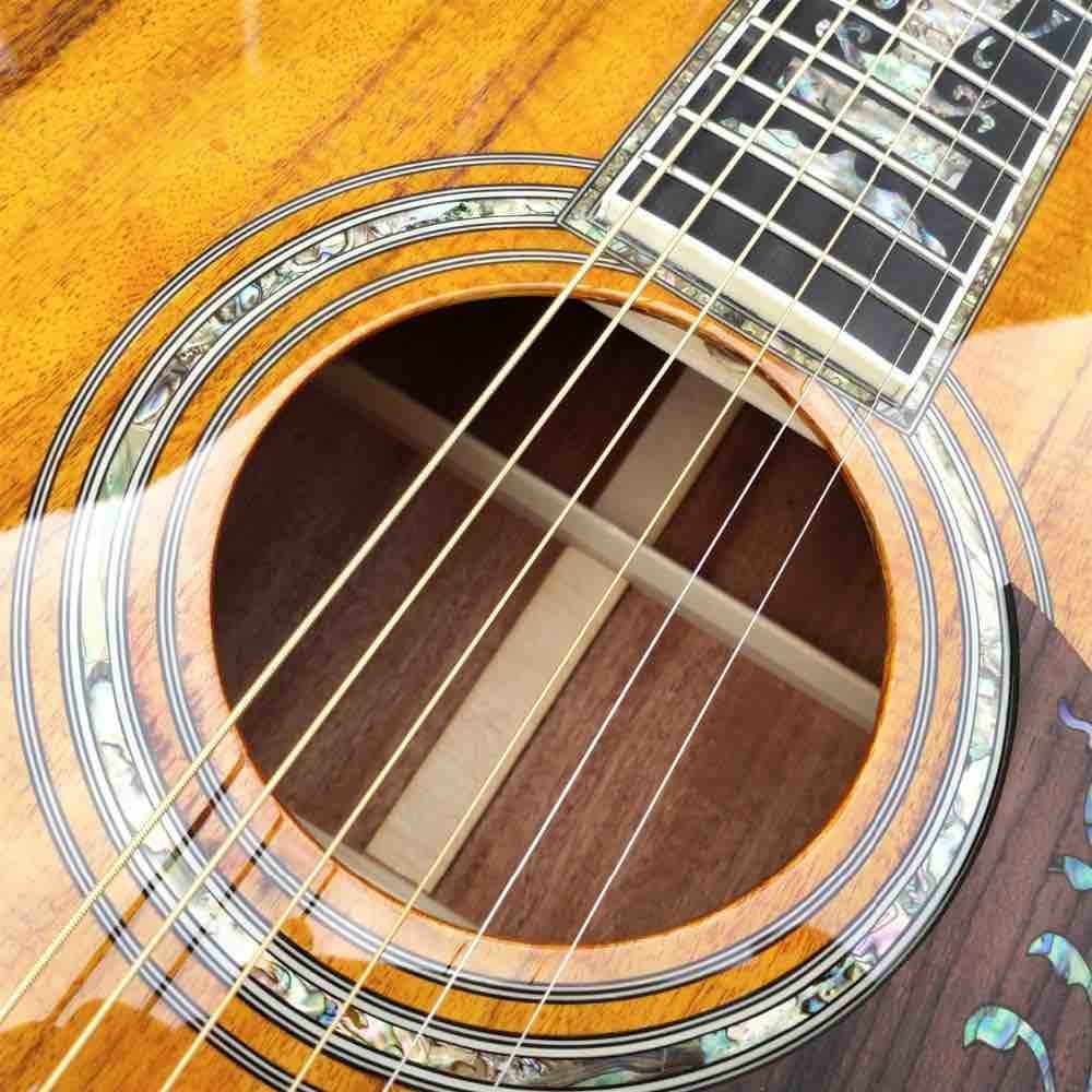 Real Abalone Inlays Ebony Fingerboard 41" Koa Wood Classic Acoustic Guitar