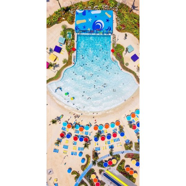 Completed water wave pool installation ready for operation