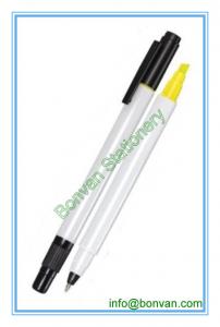 China two use plastic highlighter pen,highlighter+ballpoint pen on sale