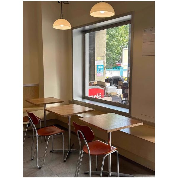 Stainless Steel Frame Table Chair Set Log Color Nordic Style Cafe Tables and Chairs Restaurant Wood Coffee Table