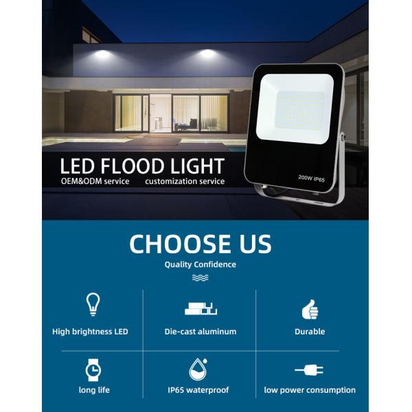 50w 200w Outdoor LED Flood Light Die Cast Aluminium Housing Smd Slim