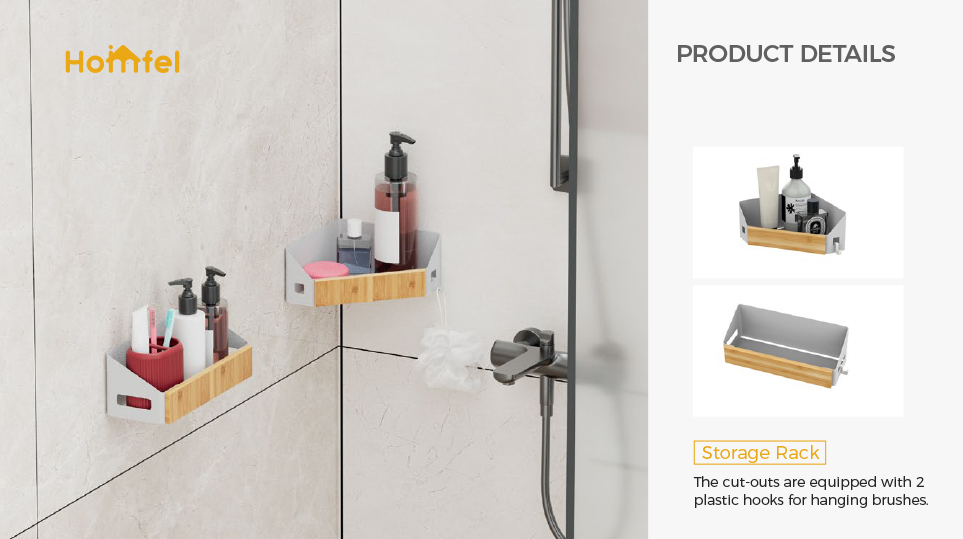 Metal Household Shower Caddy For Wall Mounting Multifunctional Bathroom Corner Rack