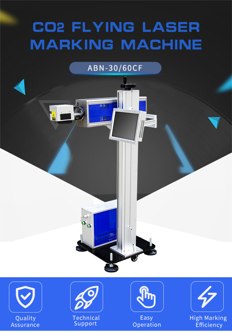 High Speed 30W 60W CO2 Fly Laser Marking Machine CE ISO