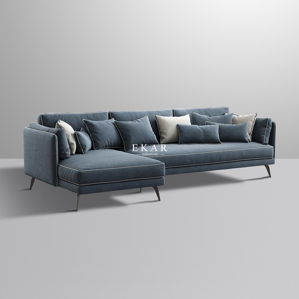 Home Modern Design Deep Green Fabric Sofa Set Corner Couch
