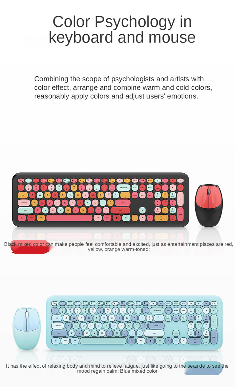 Macaron Round Keyboard Lipstick Girl Wireless Mouse Punk Office Suite For Windows