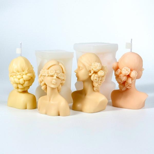 Human Body Geometric Candle Mold Silicone Blindfolded Girl 3D DIY Customized