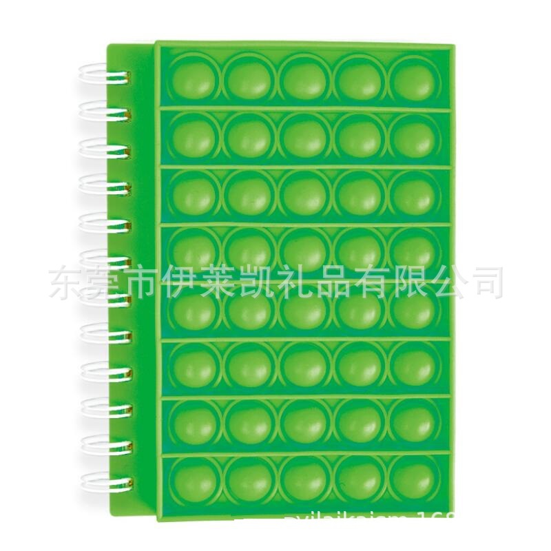 Custom Travelers Silicone Spiral Diary Notebook with Pop It Game Cover and Magnetism