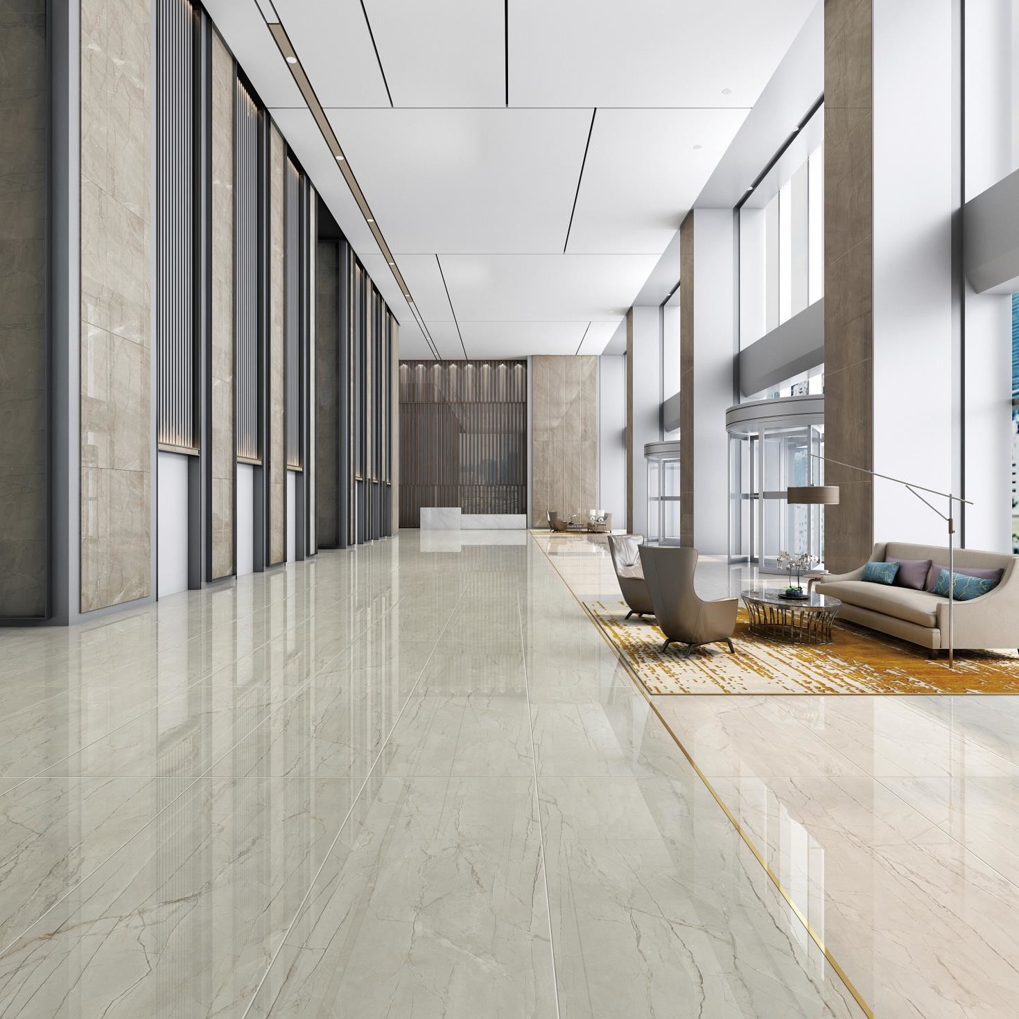 90*180cm Full-Body Marble Tile Rectangle Tiles Indoor Porcelain Tiles Grey Floor Tile Prevent Slippery Wear-Resisting