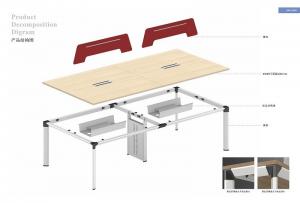 China Simple easy to assembly 4 person office  furniture table module design L2400XW1200mm on sale