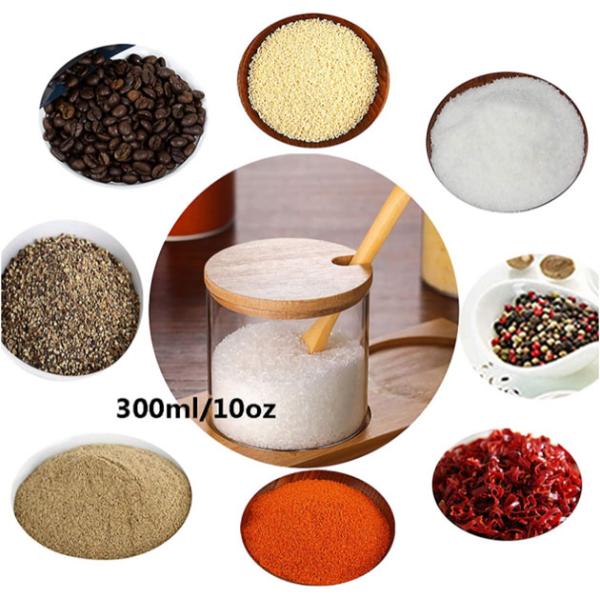 Glass Condiment Seasoning Containers Bulk Reusable Spice Jars With Wooden Lid Spoon