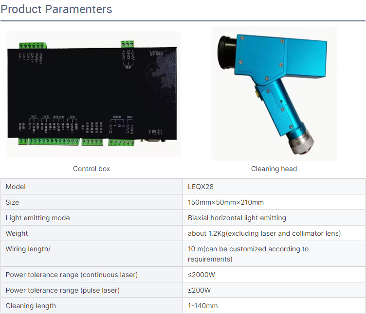 Portable and Lightweight Fiber Laser Hand-held Cleaning Head for Removing Rust Paint Stains Laser Cutting Spare Parts