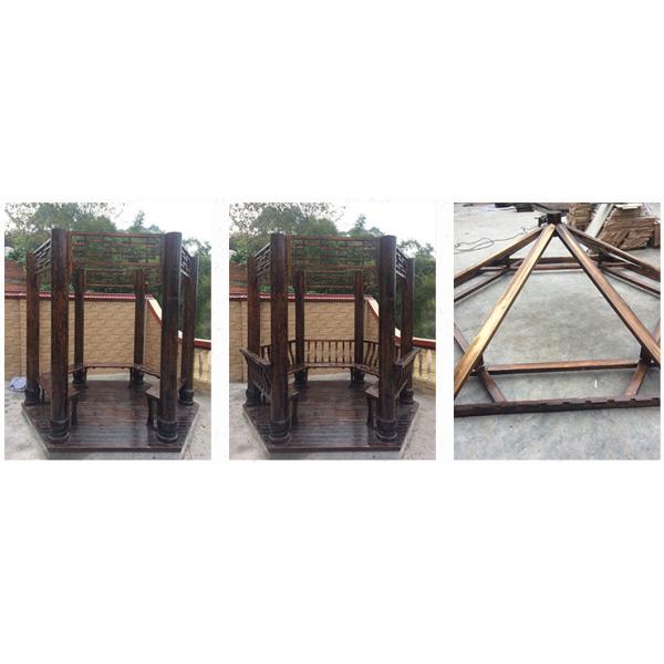 Hexagonal Chinese Wood Gazebo Outdoor Garden Pagoda Pavilion 2.6m
