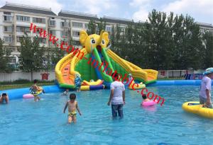 China children large inflatable water pool with slide giant inflatable pool slide for adult on sale