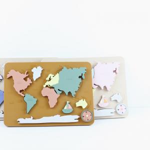 Quality World Map Continents And Ocean Silicone Puzzle Baby Gift Montessori Educational wholesale