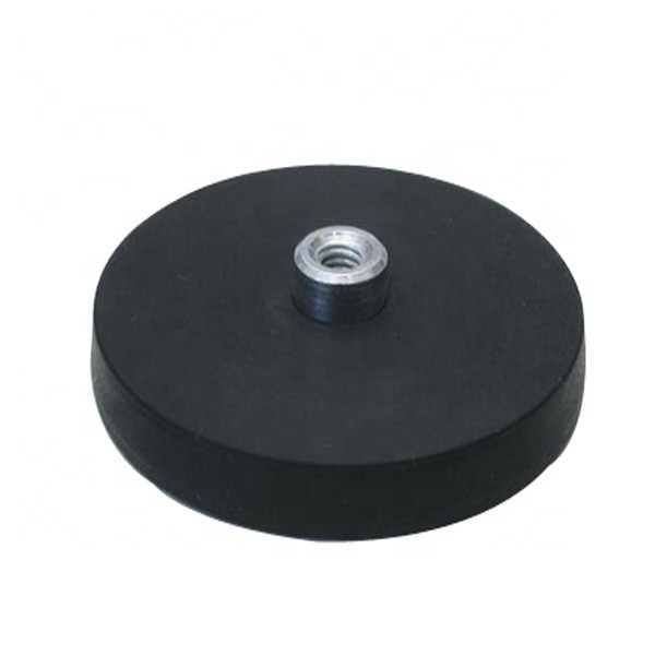 Quality A3 Steel Case Rubber Coated Magnet Black Rubber Covered Magnets wholesale
