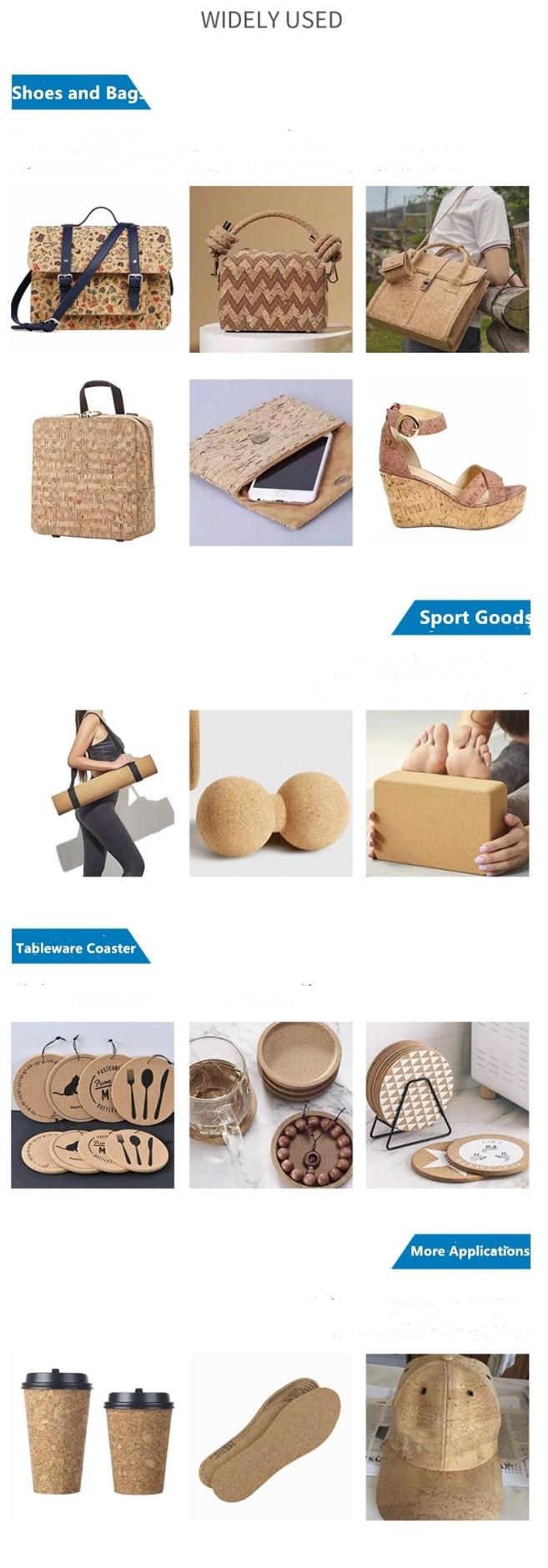 Cork Vegan PU Synthetic Leather Eco Friendly For Handbags Luggage