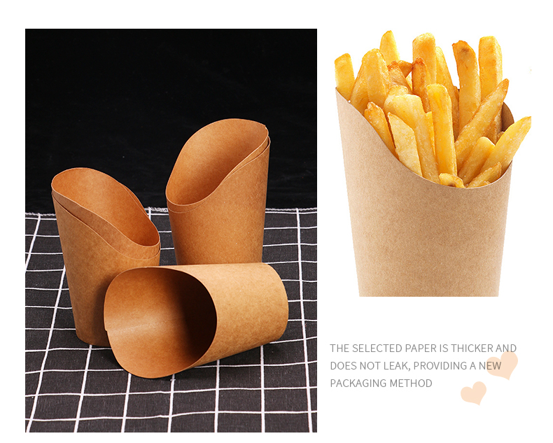2021 Popular Sales French Fries/Chips Disposable Brown Kraft Paper Cups With Logo Printing