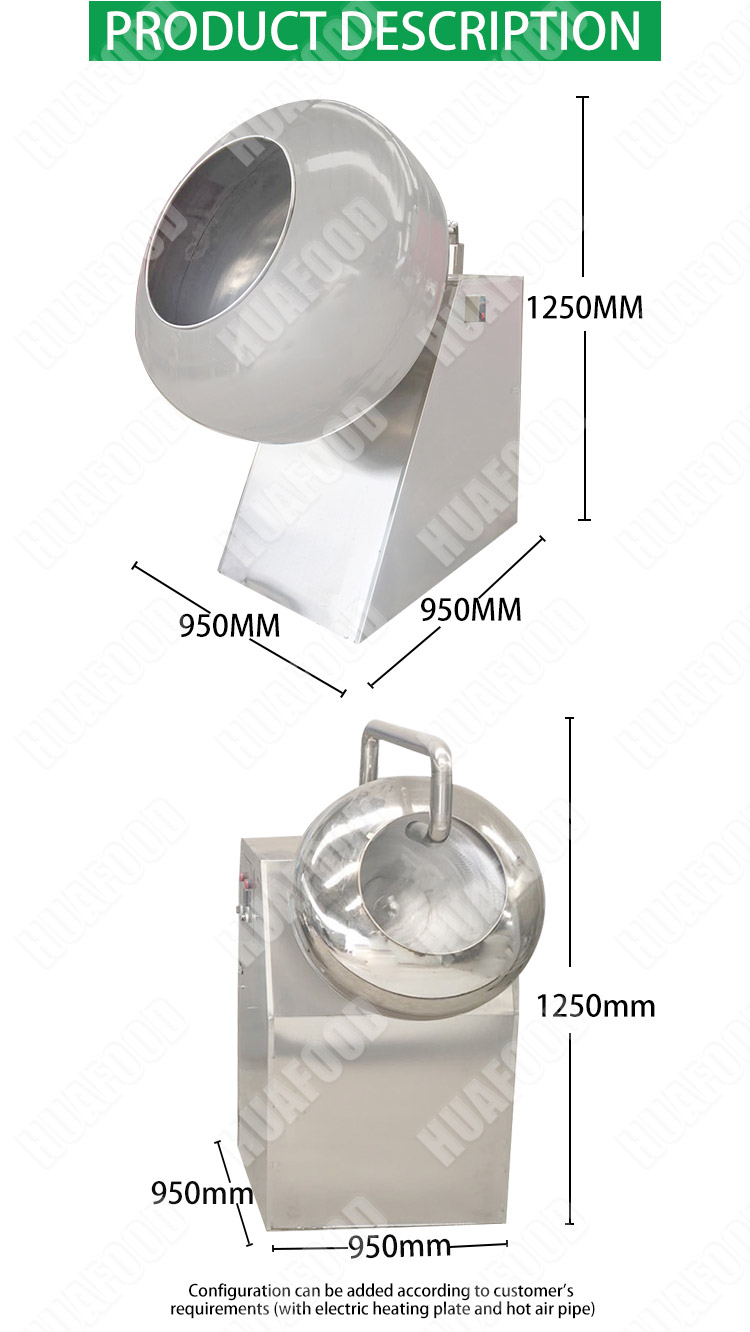 High quality thermal spray coat machine/stainless steel sugar chocolate candy nuts pill automatic coating pan machine