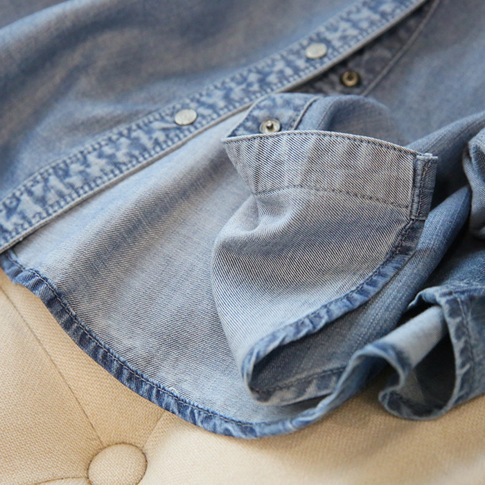 Indigo Soft 100% Tencel Cotton Denim Fabric 16S Combed Yarn 160cm 254 gsm