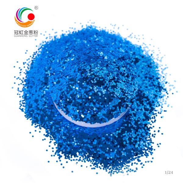 Sapphire PET Hexagonal Glitter Powder 1/8"-1/360" 1KG for Christmas DIY