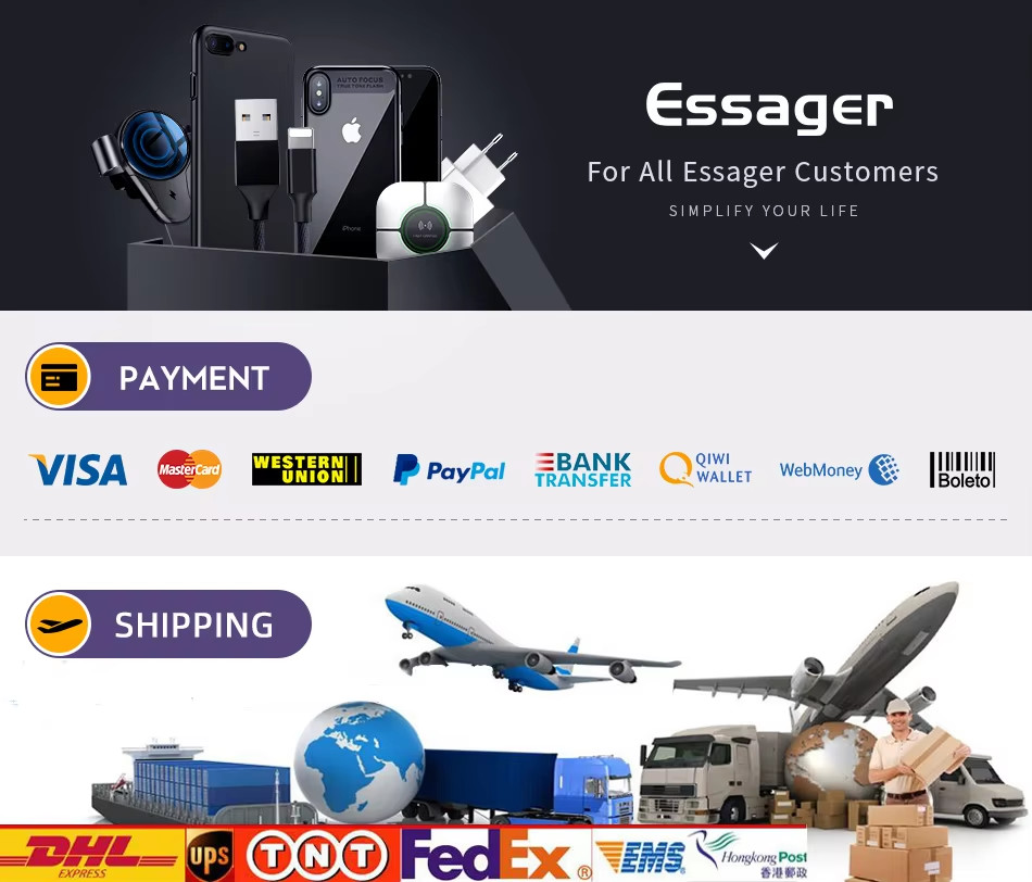 Essager ES-D025 65W Portable Laptop 20000mAh Power Bank With Type C Lightning Cables