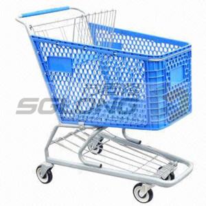Quality 125mm Caster Supermarket Shopping Cart Plastic Grocery Carts 20Kg Unit Weight wholesale
