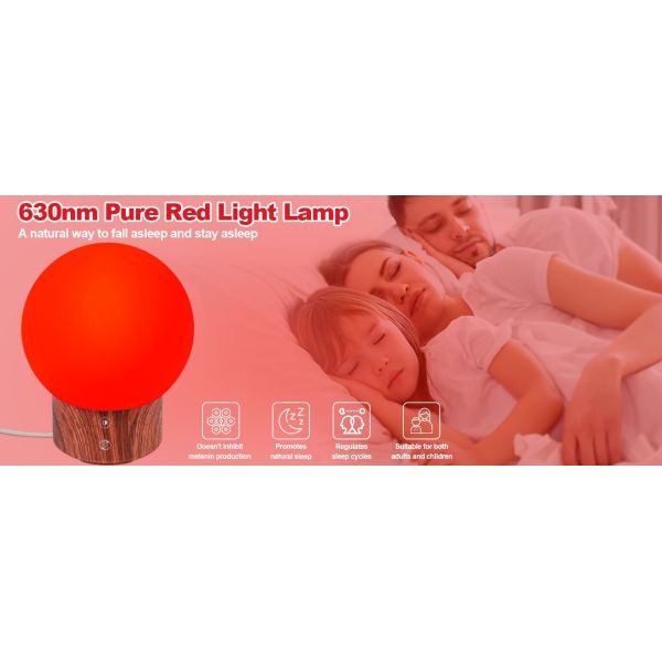 630nm Red Light Therapy Night Light with 10000Lux Illumination and USB C Charging for Comfortable Sleep