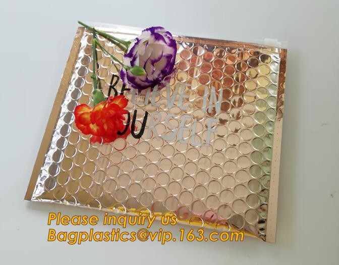 Holographic Zipper Slider Zip Lock Bubble Bag,Cosmetic Zipper Bag/Rose Gold Slider Bubble Bag with Logo,Slider Bubble Zi