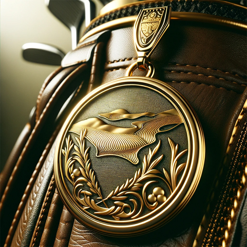 Customized Shape Metal Hang Leather Golf Bag Tag for Club Customized Designs Gold Golf Metal Tag