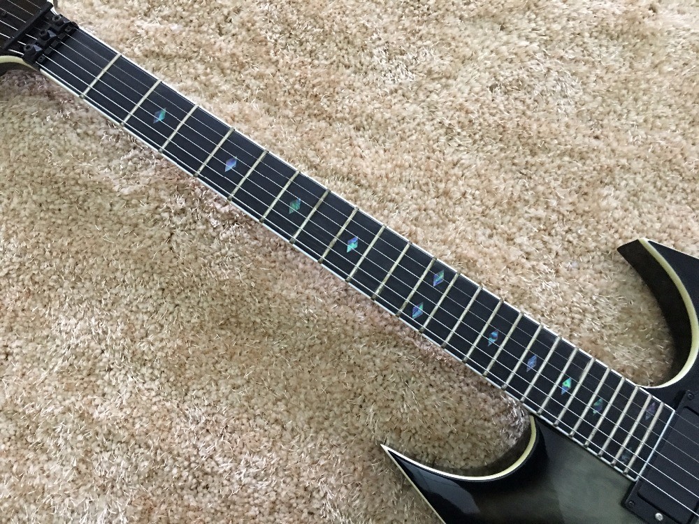 B.C.RICH custom guitar Black Floyd rose Quilted maple body with EMG active pickups Ebony fretsboard colorized MOP inlay