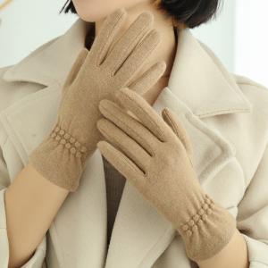 China Khaki Color Wool Ladies Warm Winter Gloves Fashion Design Women Hand on sale