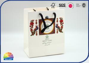 Quality 190gsm Solid Colored Art Paper Gift Bag With Ribbon Handle For Christmas Treat Bags wholesale