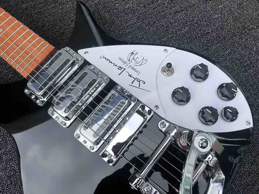 Body Celluloid Back Side 12 Strings Ricken 325 Electric Guitar BlackMahogany Body Rosewood Fingerboard Accept Customized
