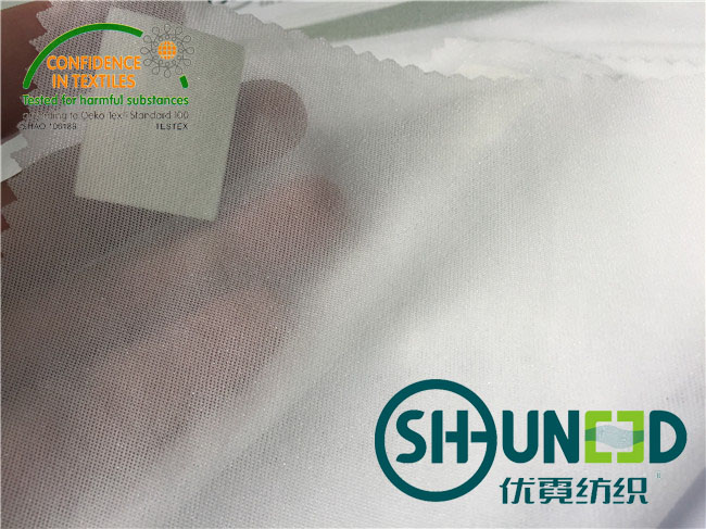 White Adhesive Fusible Interlining Cloth , Stretch Interfacing Material For Sport Garments