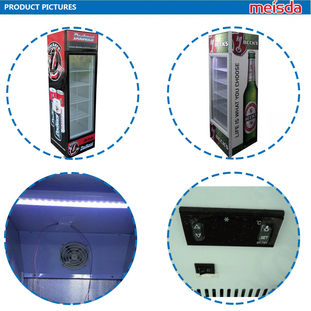 235L Supermarket Transparent Glass Door Cold Showcase Display Refrigerators SC235B