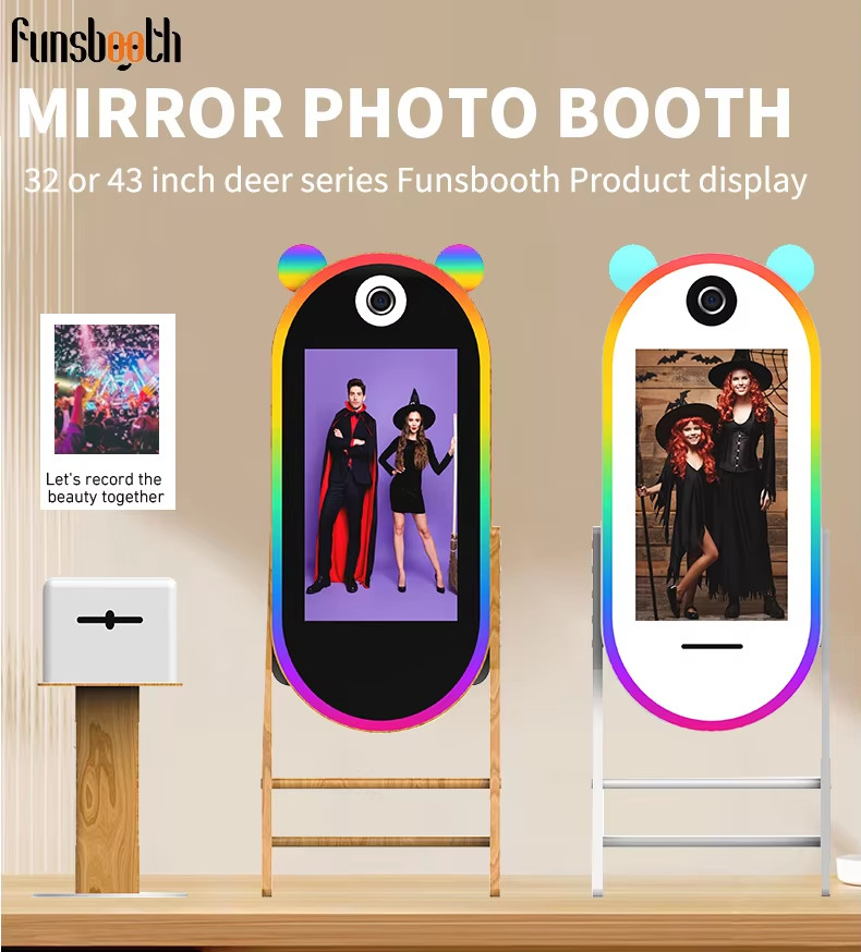 Touch Screen Beauty Mirror Photo Booth With Software QR Code Email Sharing GIF Boomerang Video