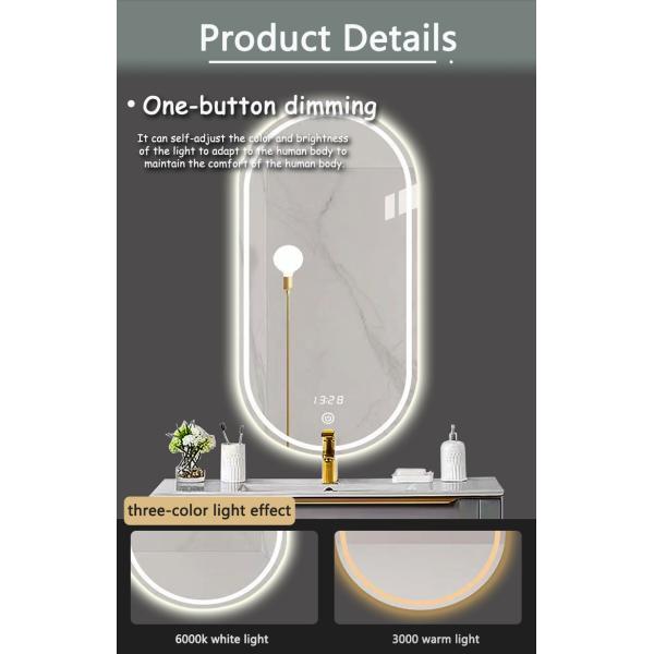 Smart LED Bathroom Vanity Mirror with Oval Bath Toilet and Luminous Lights in Silver