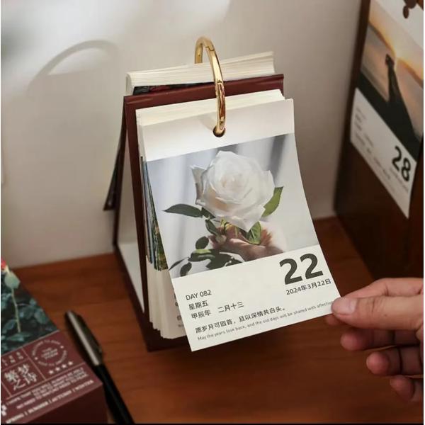 Custom Printed Advent Calendar Desk Calendar With Tear Off Landscape Paintings