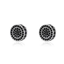 Black Zirconium Copper Earrings Round Diamond Earrings 3.5g