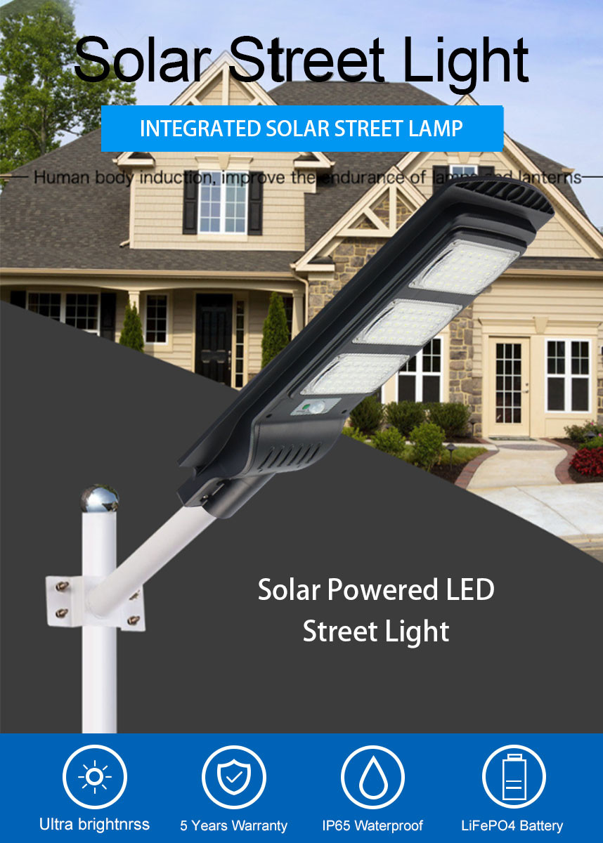 DC 6V Integrated Solar Street Light 90w 15300 Lumens Smd Beads 5V 12W Solar Powered Street Lamp