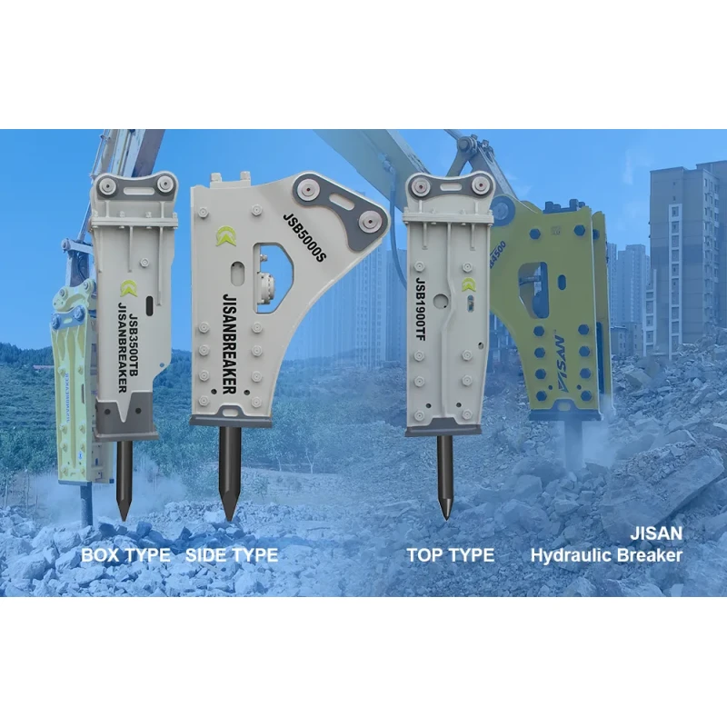 Best Mini Excavator Skid Steer Backhoe Loader Chisel 68mm Hydraulic Side Top Silent Box Rock Concrete Cement Breaker Hammer for Earthmoving Backhoe