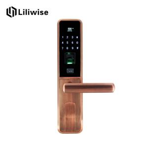 Quality Combination Electronic Door Locks Keypad Deadbolt Red Bronze With Finger Scanner wholesale