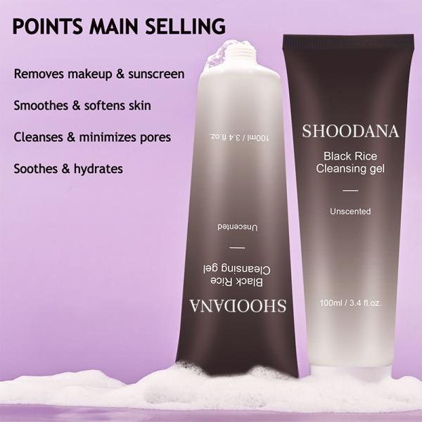 Black Rice Cleansing Gel Face Wash Oil Foaming Mousse Deep Cleansing Shrinking Pores Nourishing