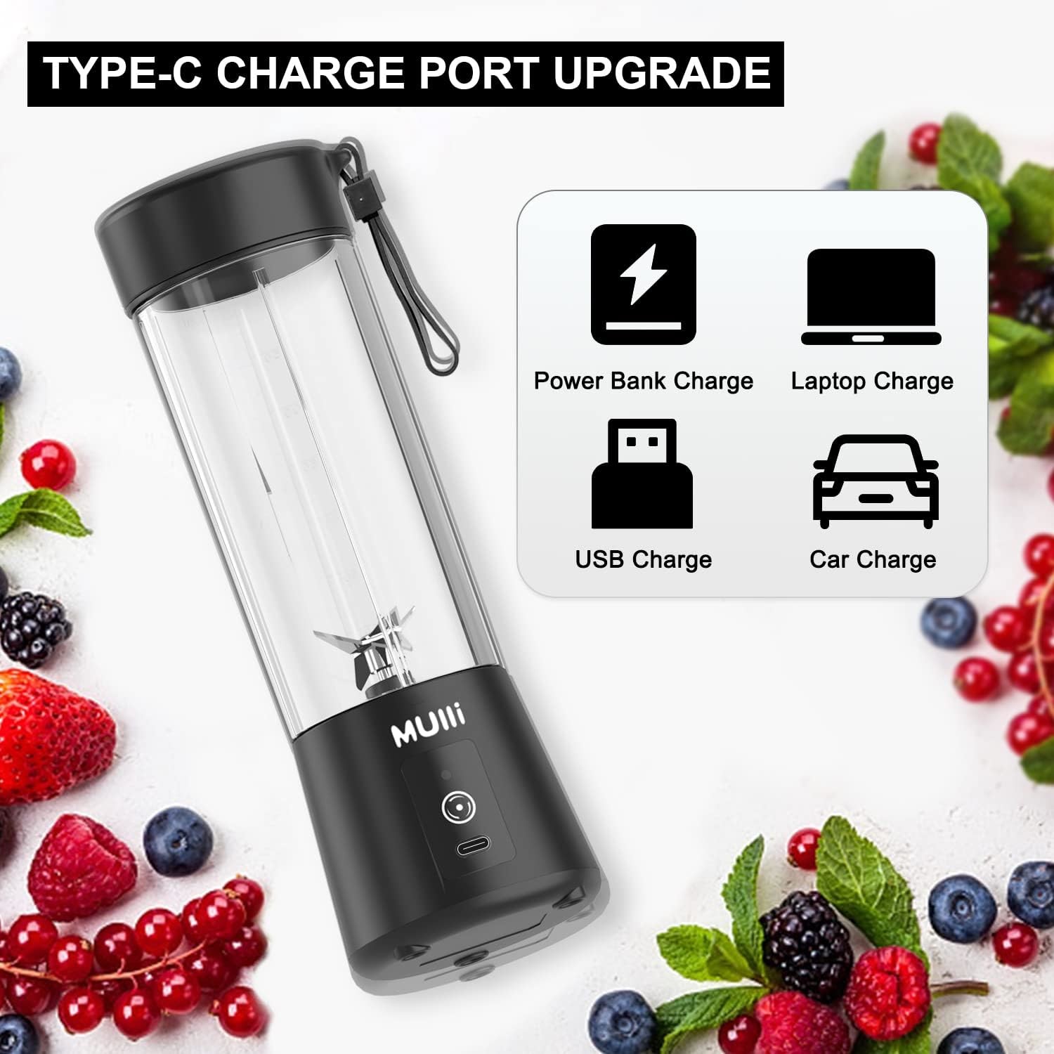 Portable and Safe Mulli Blender with Six Blades for Grinding Blending and More Braising Cups