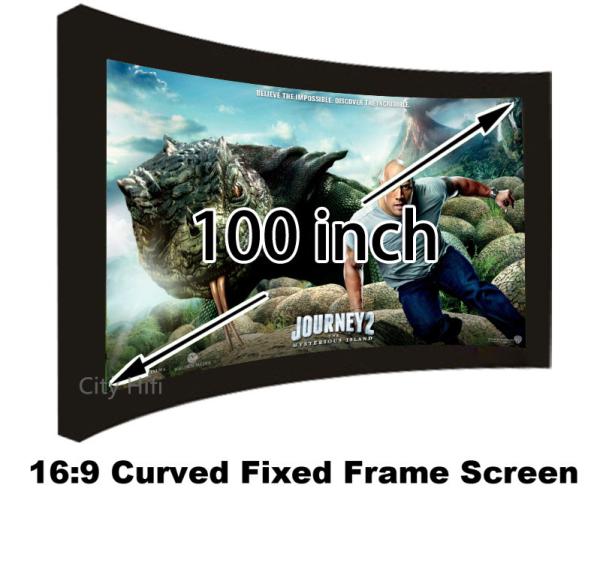 Cheap Top Quality HD Projection Screen 100 Inch Curved Fixed Frame 3D Projector Screens 16:9 for sale