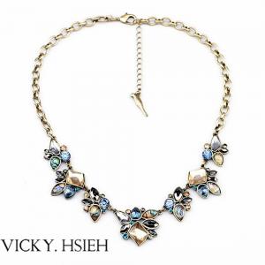 China VICKY.HSIEH Brass Ox Tone Multi Color Resin Bead Latest Design Beads Necklace on sale