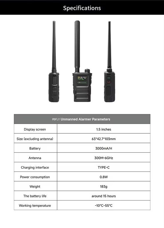 Durable 300MHz-6GHz All Band Anti Drone RF Jammer Portable 1~2km Drone Signal Alarm System Detector