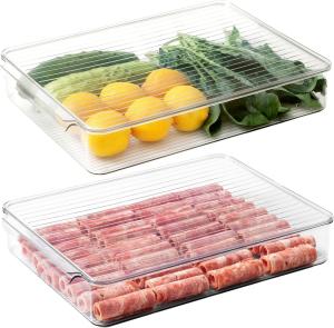 Quality Refrigerator Organizer Bins,Food Storage Container With Lids For Fruit, Vegetables, Bacon Meat Cheese Keeper wholesale